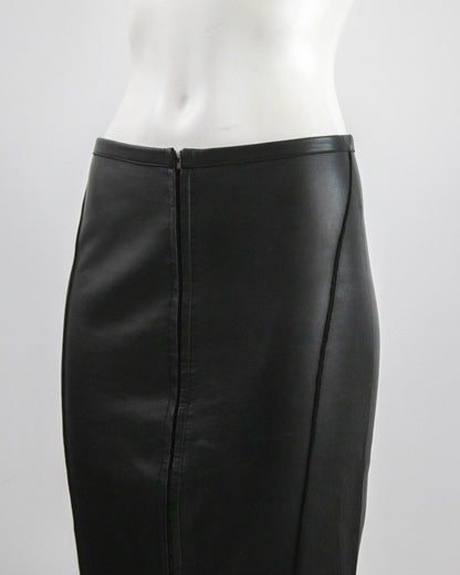 Vintage F/W 2003 Calvin Klein Collection Black Leather Skirt / XS-S