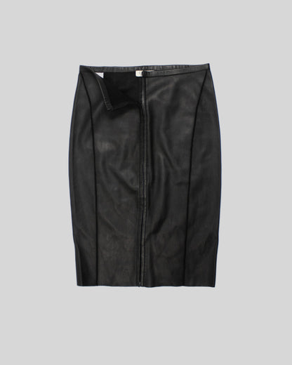 Vintage F/W 2003 Calvin Klein Collection Black Leather Skirt / XS-S