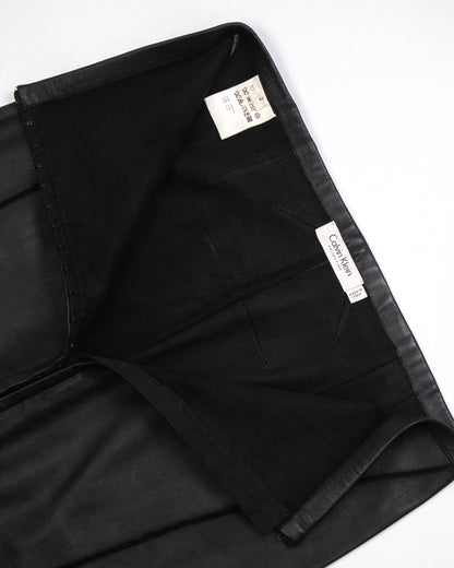 Vintage F/W 2003 Calvin Klein Collection Black Leather Skirt / XS-S