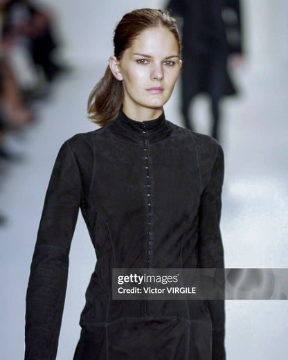 Vintage F/W 2003 Calvin Klein Collection Black Leather Skirt / XS-S