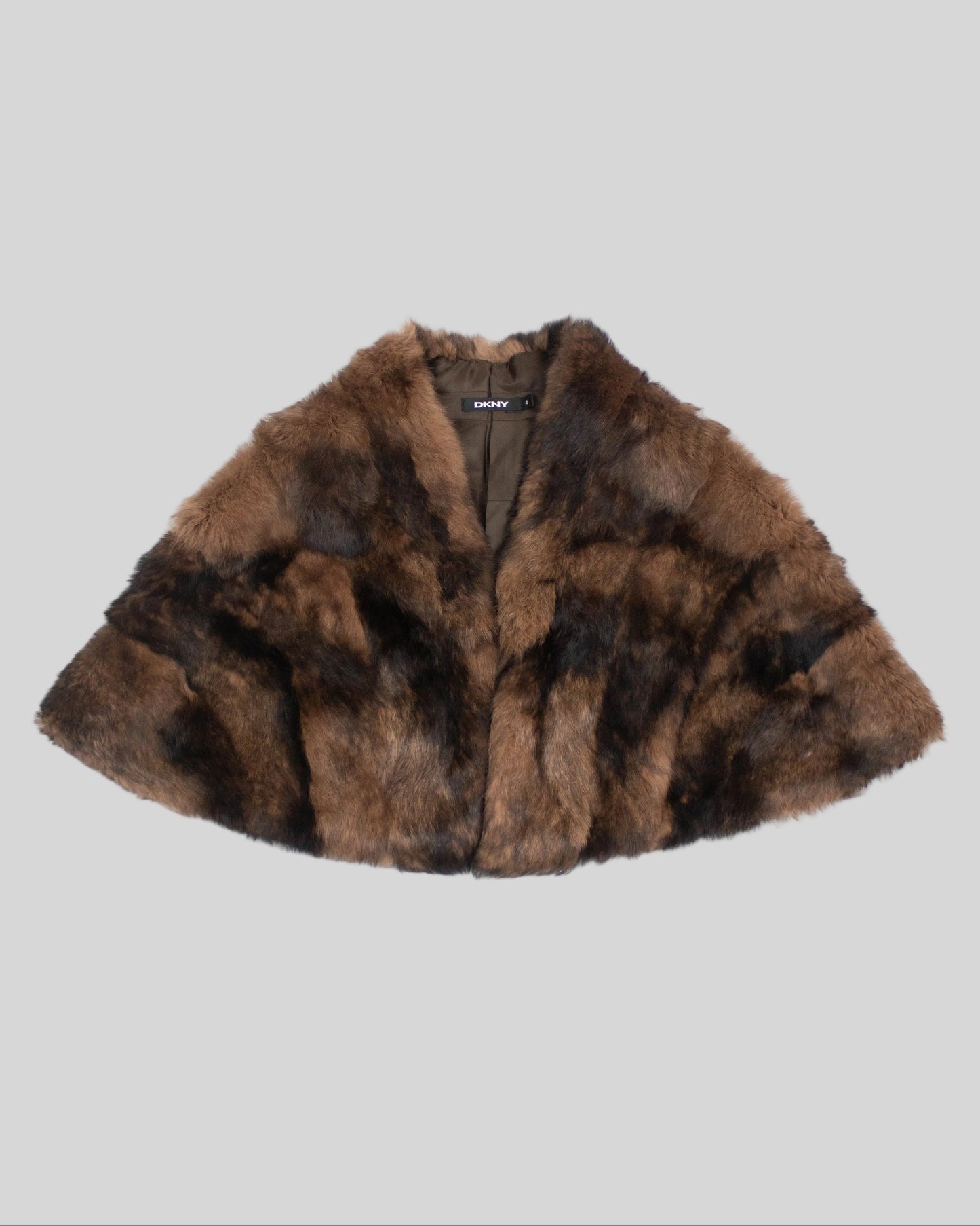 Vintage F/W 2003 DKNY Donna Karan Rabbit Fur Cape Coat / S