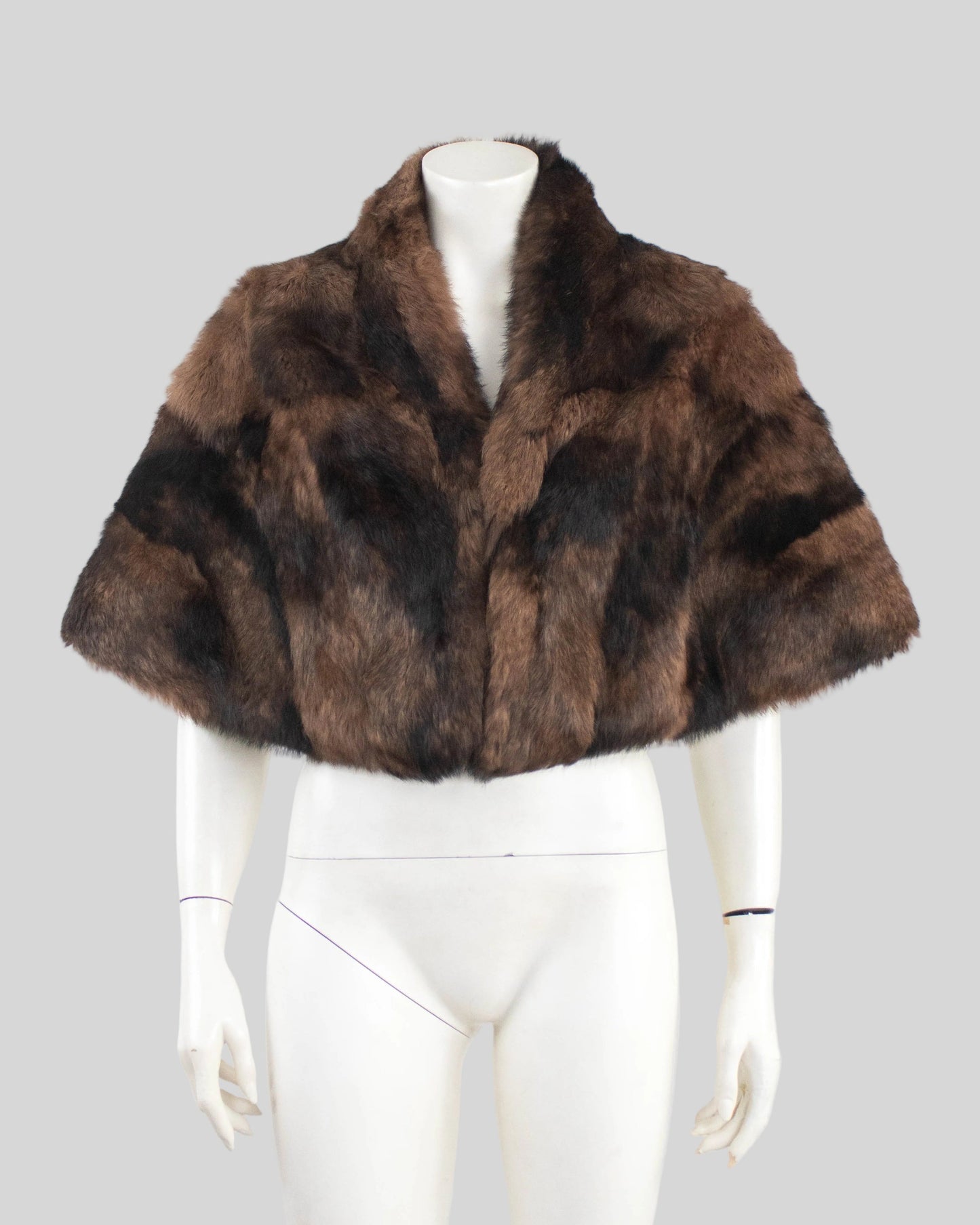 Vintage F/W 2003 DKNY Donna Karan Rabbit Fur Cape Coat / S