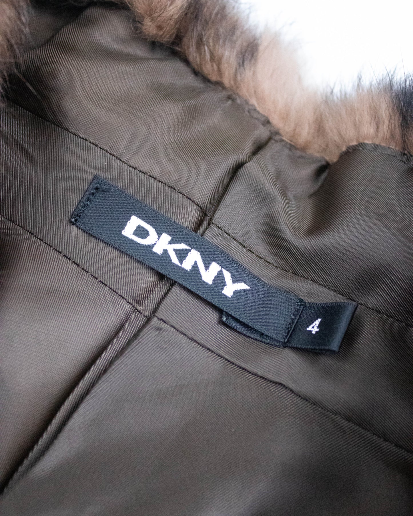 Vintage F/W 2003 DKNY Donna Karan Rabbit Fur Cape Coat / S