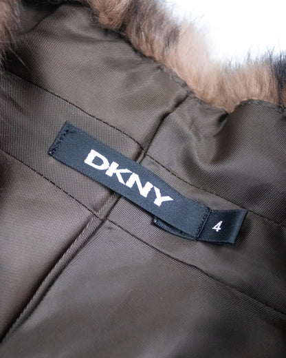 Vintage F/W 2003 DKNY Donna Karan Rabbit Fur Cape Coat / S