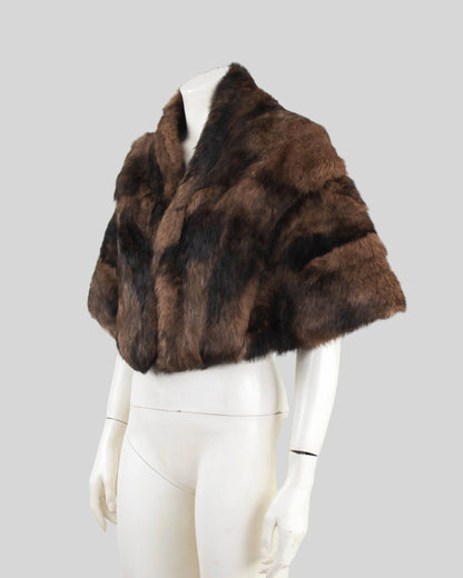 Vintage F/W 2003 DKNY Donna Karan Rabbit Fur Cape Coat / S