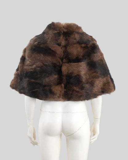 Vintage F/W 2003 DKNY Donna Karan Rabbit Fur Cape Coat / S