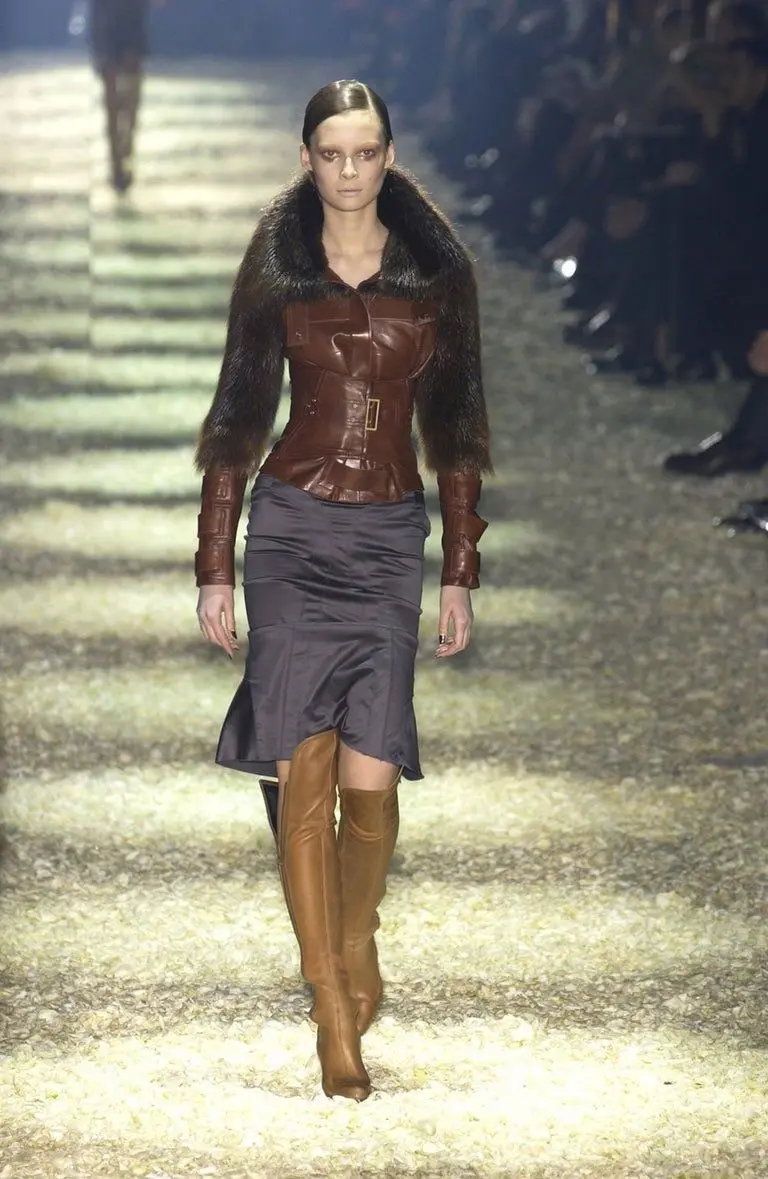 Vintage F/W 2003 Gucci by Tom Ford Thigh High Cognac Tan Leather Boots / 35 (US 5)