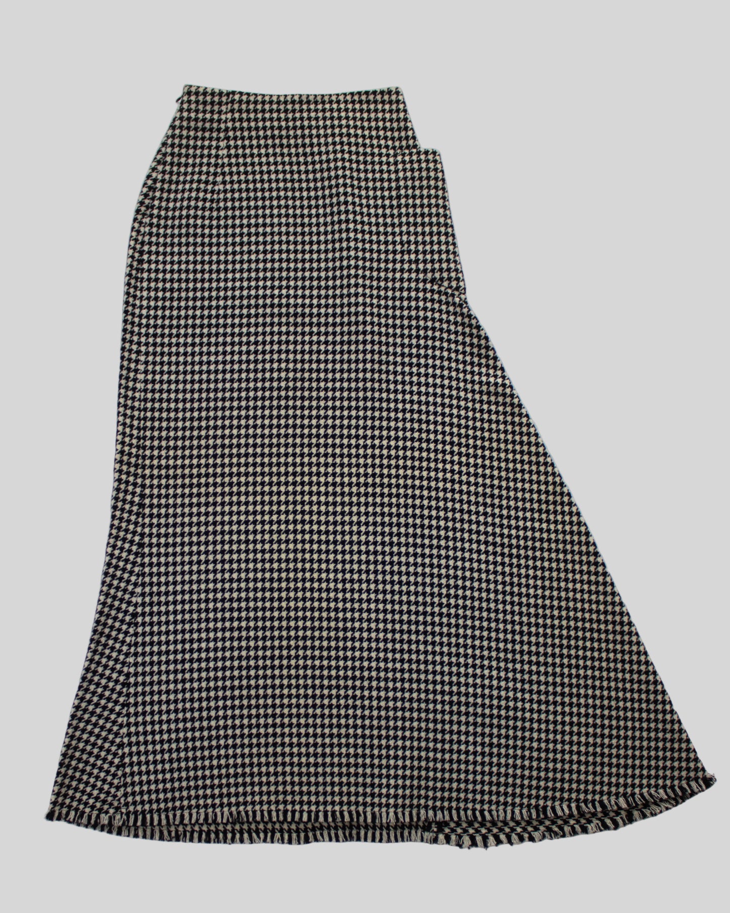 Vintage F/W 2003 Yohji Yamamoto Wool Houndstooth Long Runway Skirt / XS-S