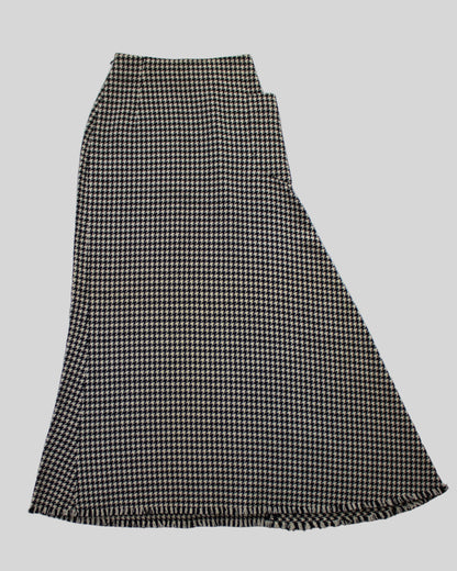 Vintage F/W 2003 Yohji Yamamoto Wool Houndstooth Long Runway Skirt / XS-S