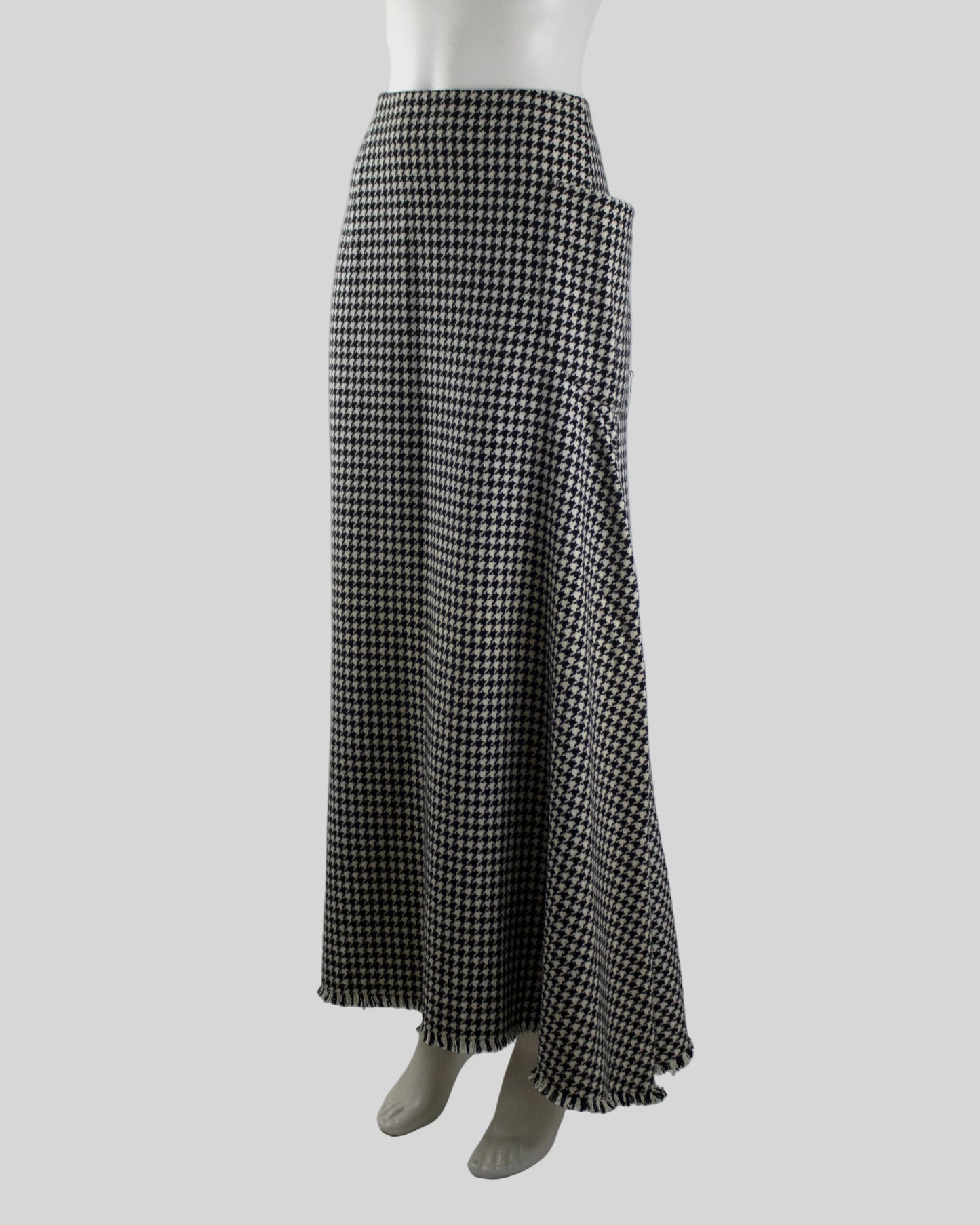 Vintage F/W 2003 Yohji Yamamoto Wool Houndstooth Long Runway Skirt / XS-S