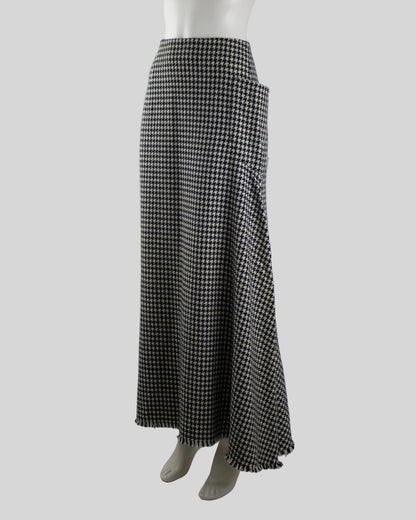 Vintage F/W 2003 Yohji Yamamoto Wool Houndstooth Long Runway Skirt / XS-S