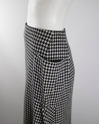 Vintage F/W 2003 Yohji Yamamoto Wool Houndstooth Long Runway Skirt / XS-S