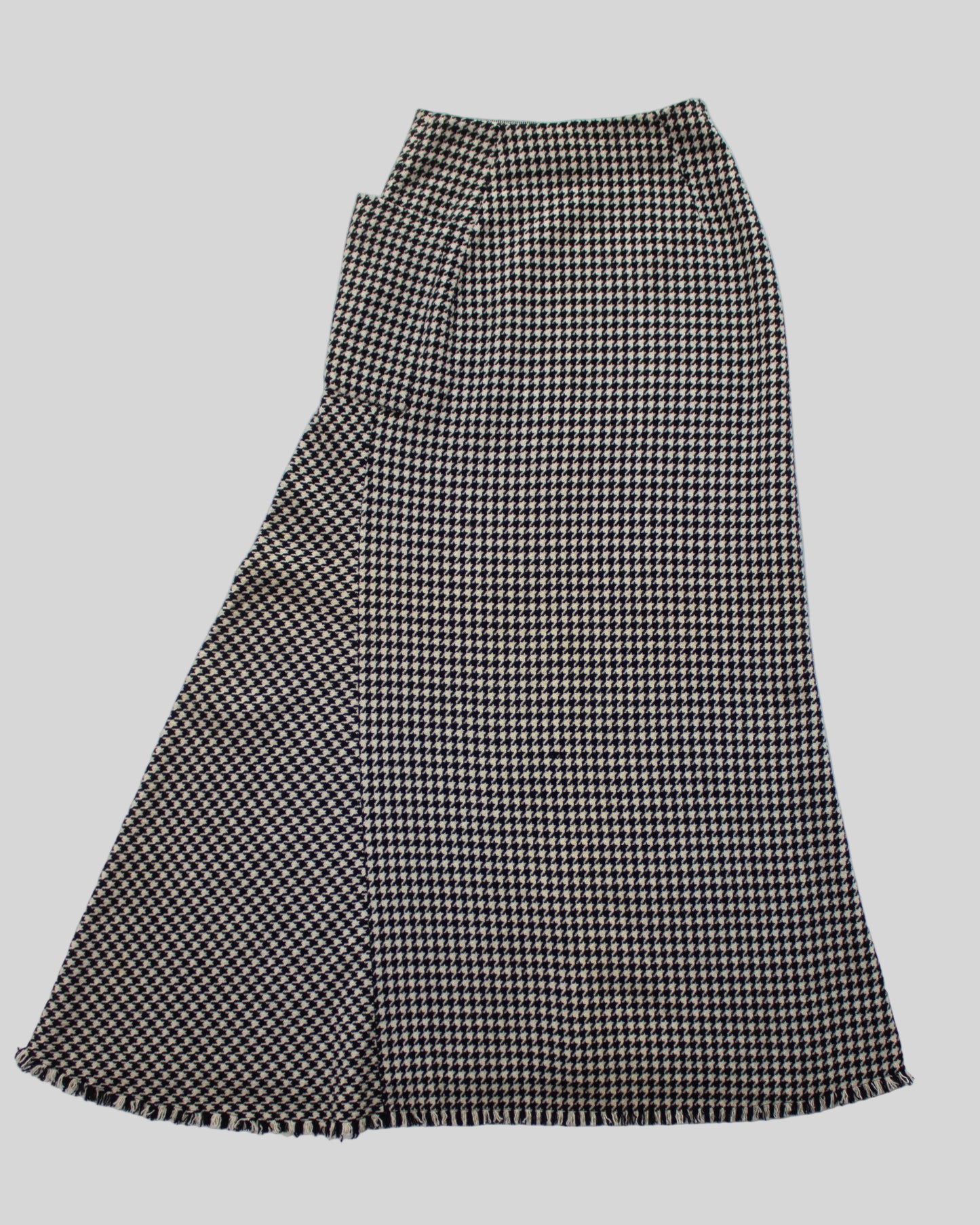 Vintage F/W 2003 Yohji Yamamoto Wool Houndstooth Long Runway Skirt / XS-S