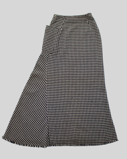 Vintage F/W 2003 Yohji Yamamoto Wool Houndstooth Long Runway Skirt / XS-S