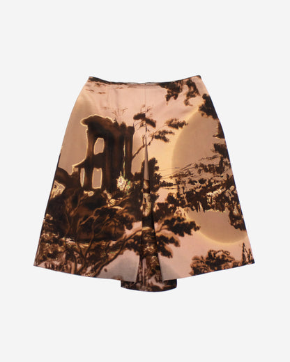 Vintage F/W 2004 Prada Landscape Print Wool Silk Skirt / IT 42 (S)