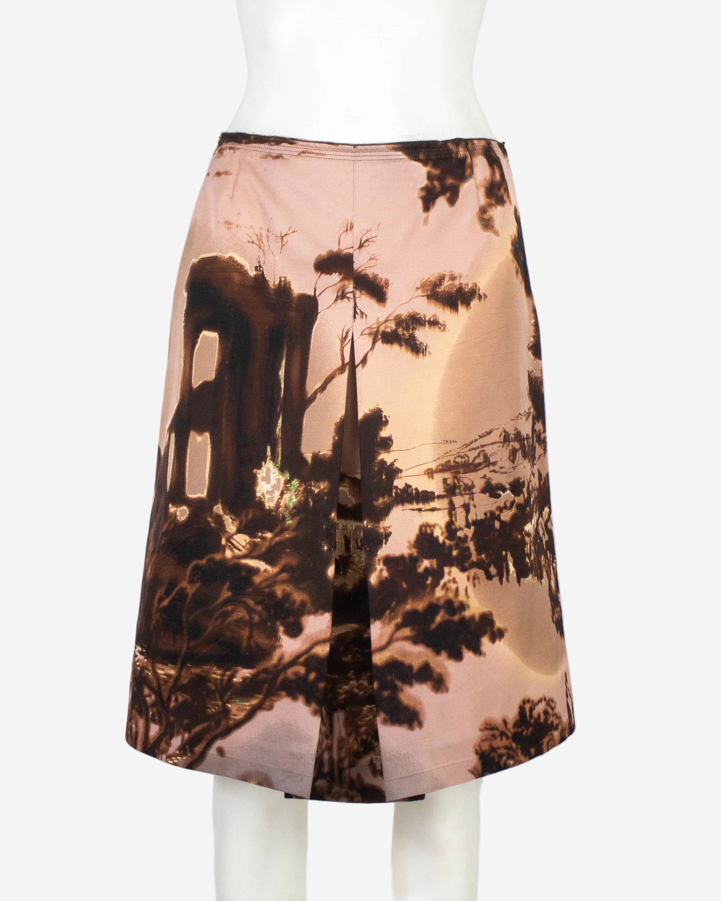 Vintage F/W 2004 Prada Landscape Print Wool Silk Skirt / IT 42 (S)