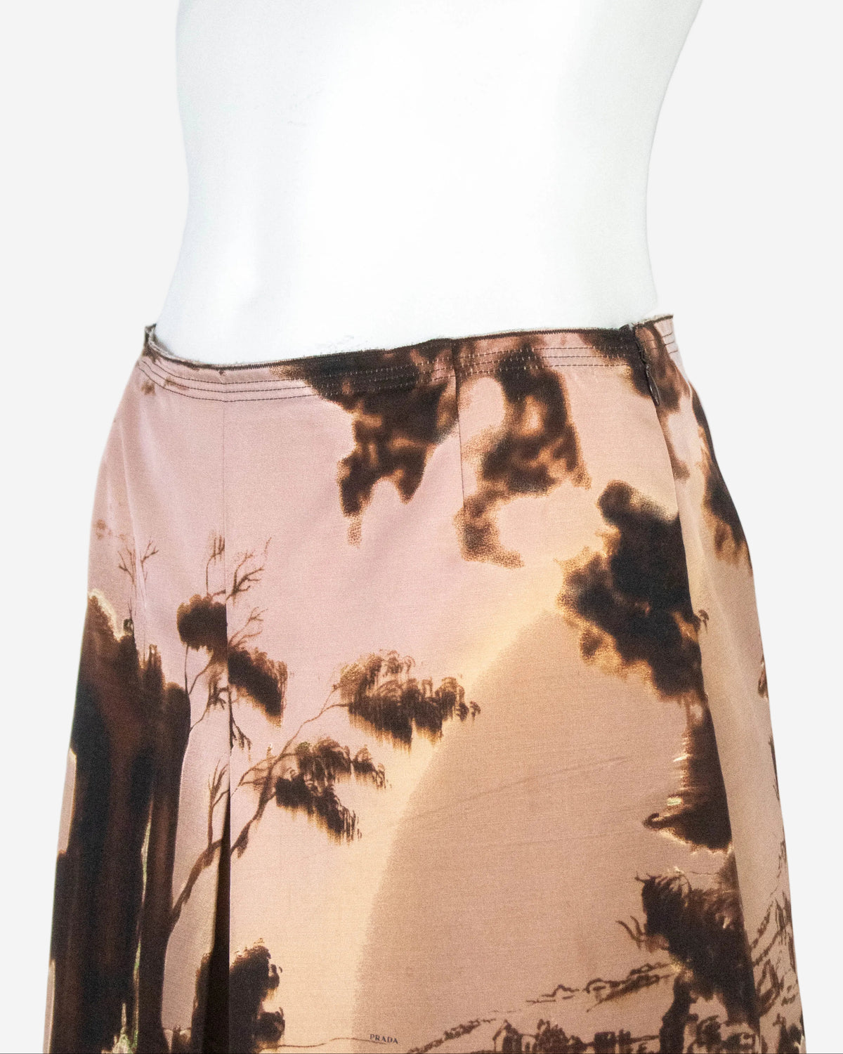 Vintage F/W 2004 Prada Landscape Print Wool Silk Skirt / IT 42 (S)