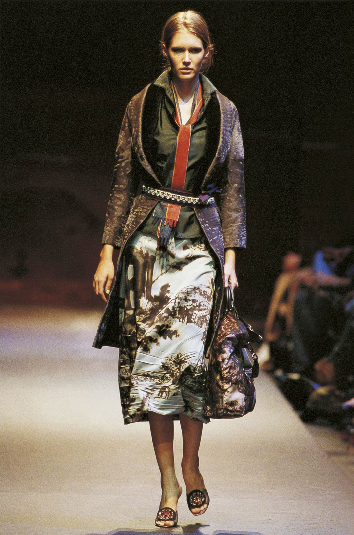 Vintage F/W 2004 Prada Landscape Print Wool Silk Skirt / IT 42 (S)