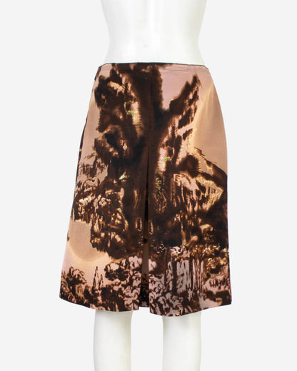 Vintage F/W 2004 Prada Landscape Print Wool Silk Skirt / IT 42 (S)