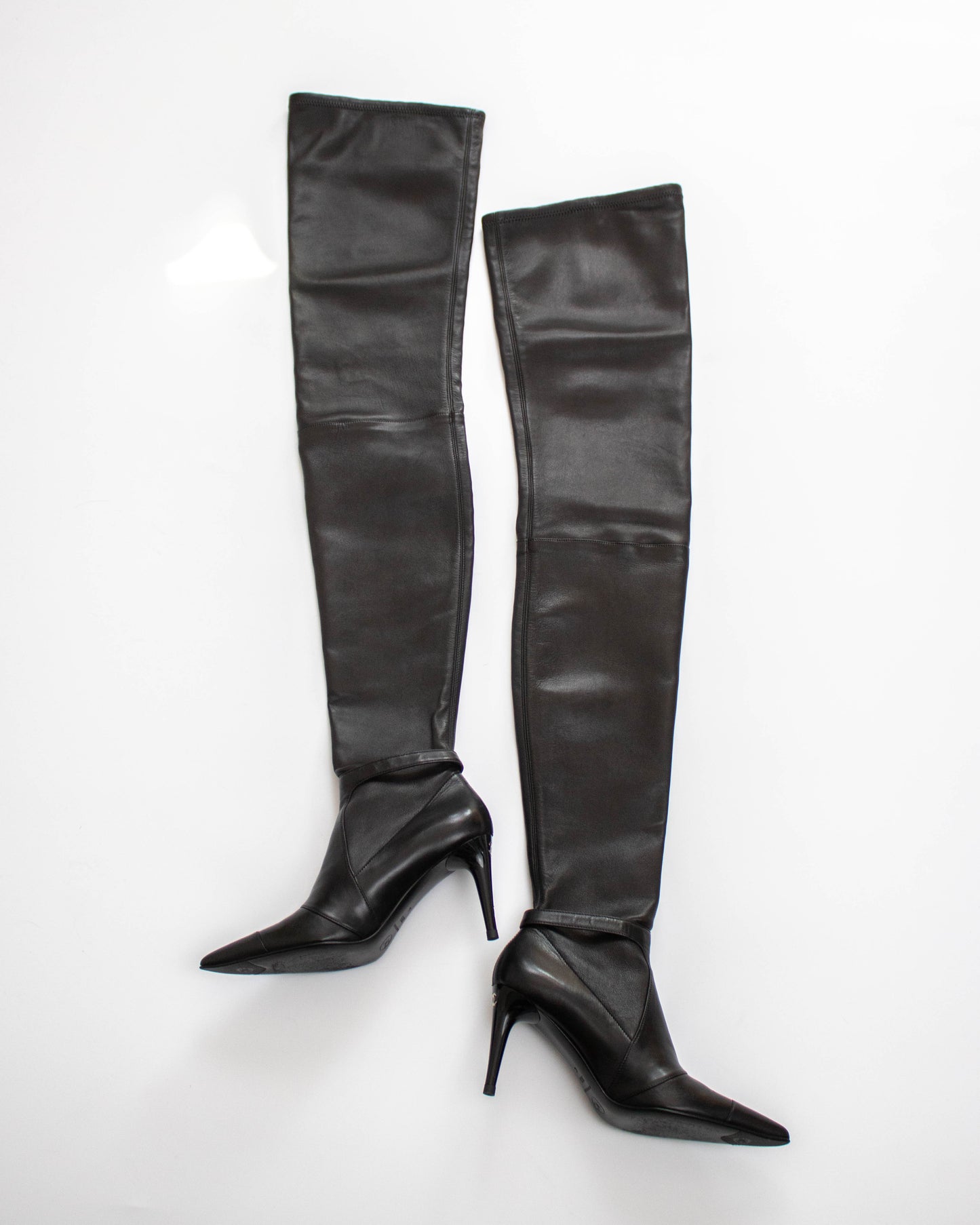 Chanel thigh-high boots as seen in 'The Devil wears Prada" back view