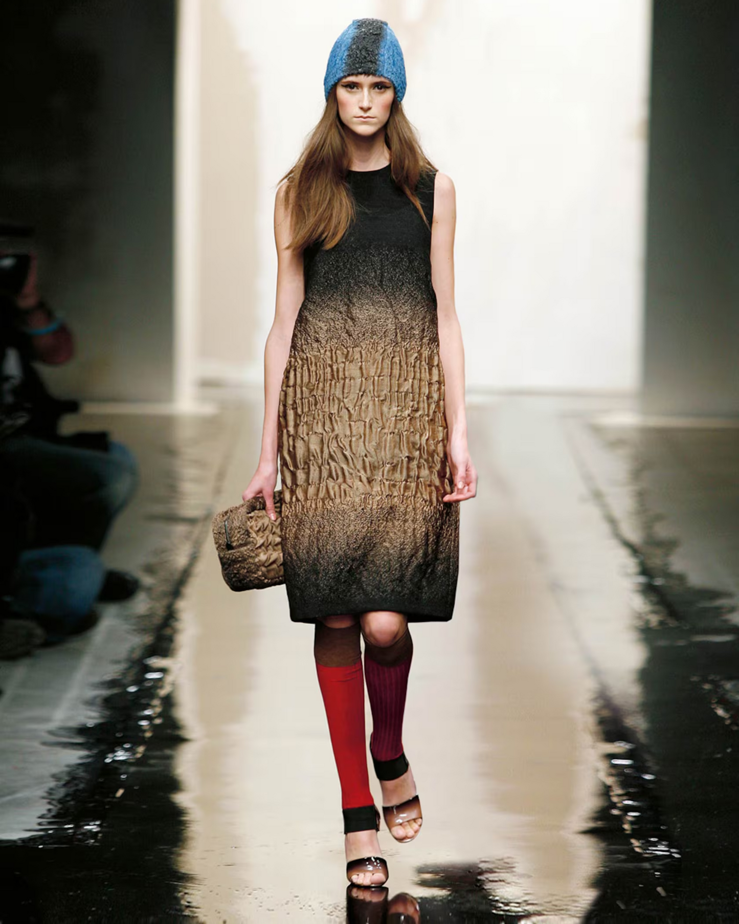Vintage F/W 2007 Prada Ombré Crinkled Runway Dress / XS-S