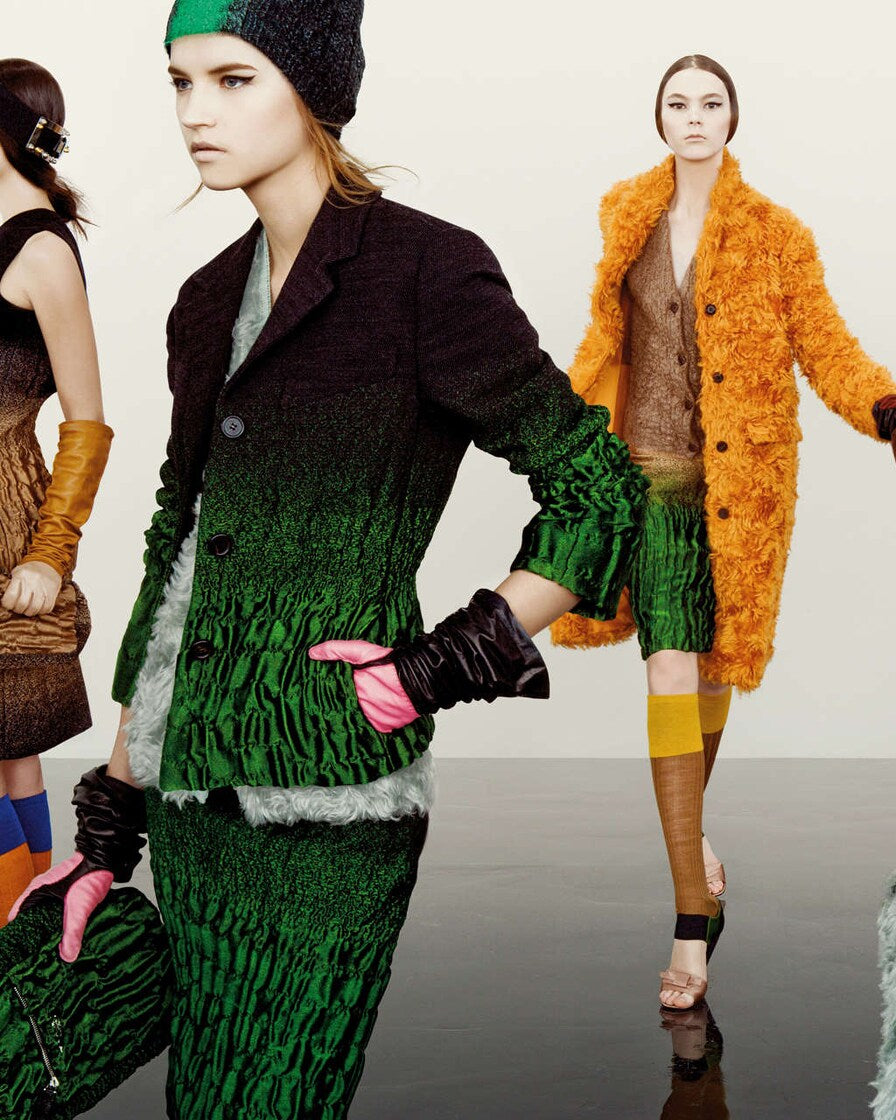 Vintage F/W 2007 Prada Ombré Crinkled Runway Dress / XS-S