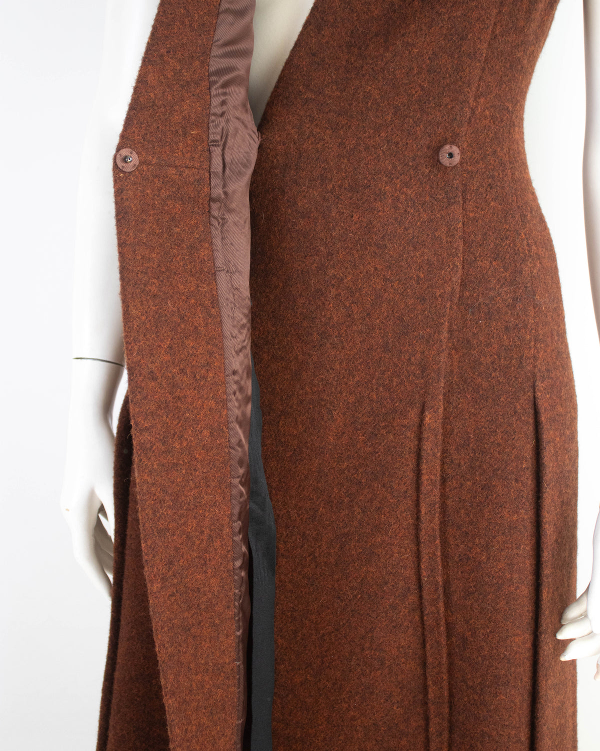 Vintage F/W 2009 Prada Terracotta Brown Wool Runway Dress / IT 38 (XS)
