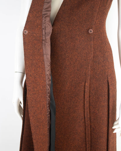 Vintage F/W 2009 Prada Terracotta Brown Wool Runway Dress / IT 38 (XS)
