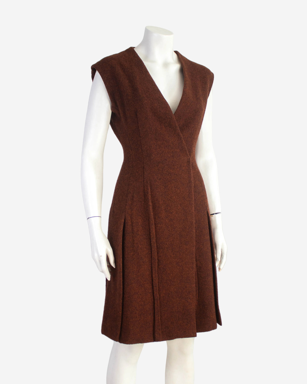 Vintage F/W 2009 Prada Terracotta Brown Wool Runway Dress / IT 38 (XS)