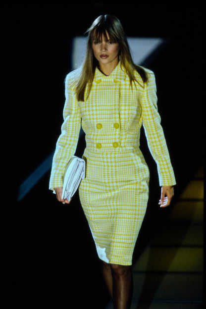 Vintage F/W 1995 Gianni Versace Couture Runway Wool Cropped Blazer Skirt Suit / IT 38 (XS)