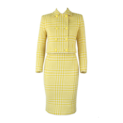 Vintage F/W 1995 Gianni Versace Couture Runway Wool Cropped Blazer Skirt Suit / IT 38 (XS)