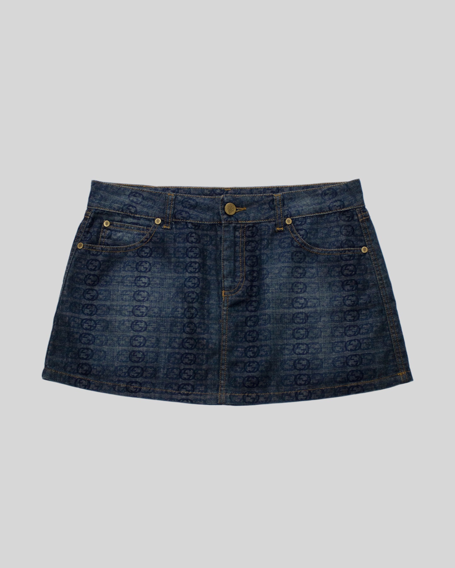 Vintage Gucci 2006 Interlocking G Monogram Denim Mini Skirt / IT 42 (S-M)