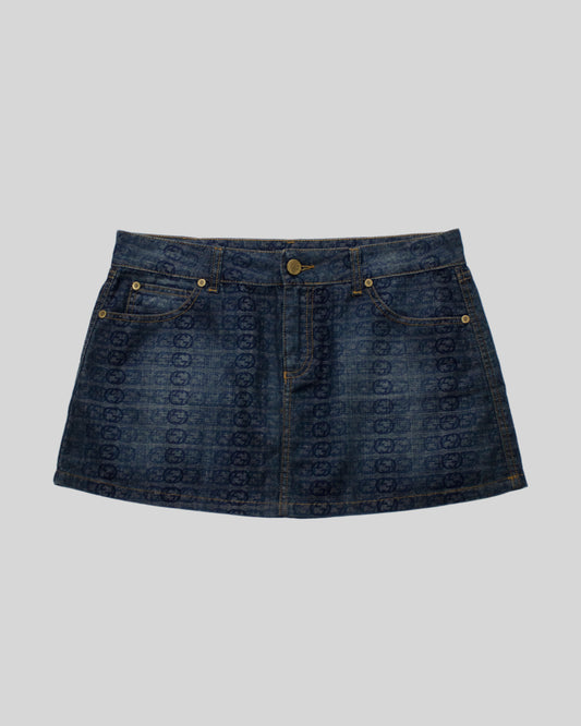 Vintage Gucci 2006 Interlocking G Monogram Denim Mini Skirt / IT 42 (S-M)