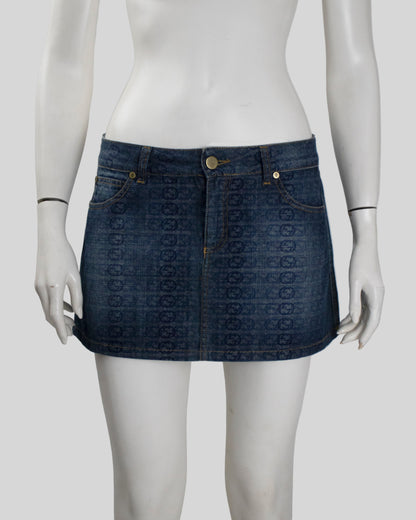 Vintage Gucci 2006 Interlocking G Monogram Denim Mini Skirt / IT 42 (S-M)