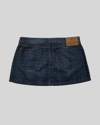 Vintage Gucci 2006 Interlocking G Monogram Denim Mini Skirt / IT 42 (S-M)