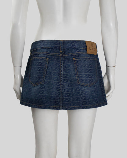 Vintage Gucci 2006 Interlocking G Monogram Denim Mini Skirt / IT 42 (S-M)