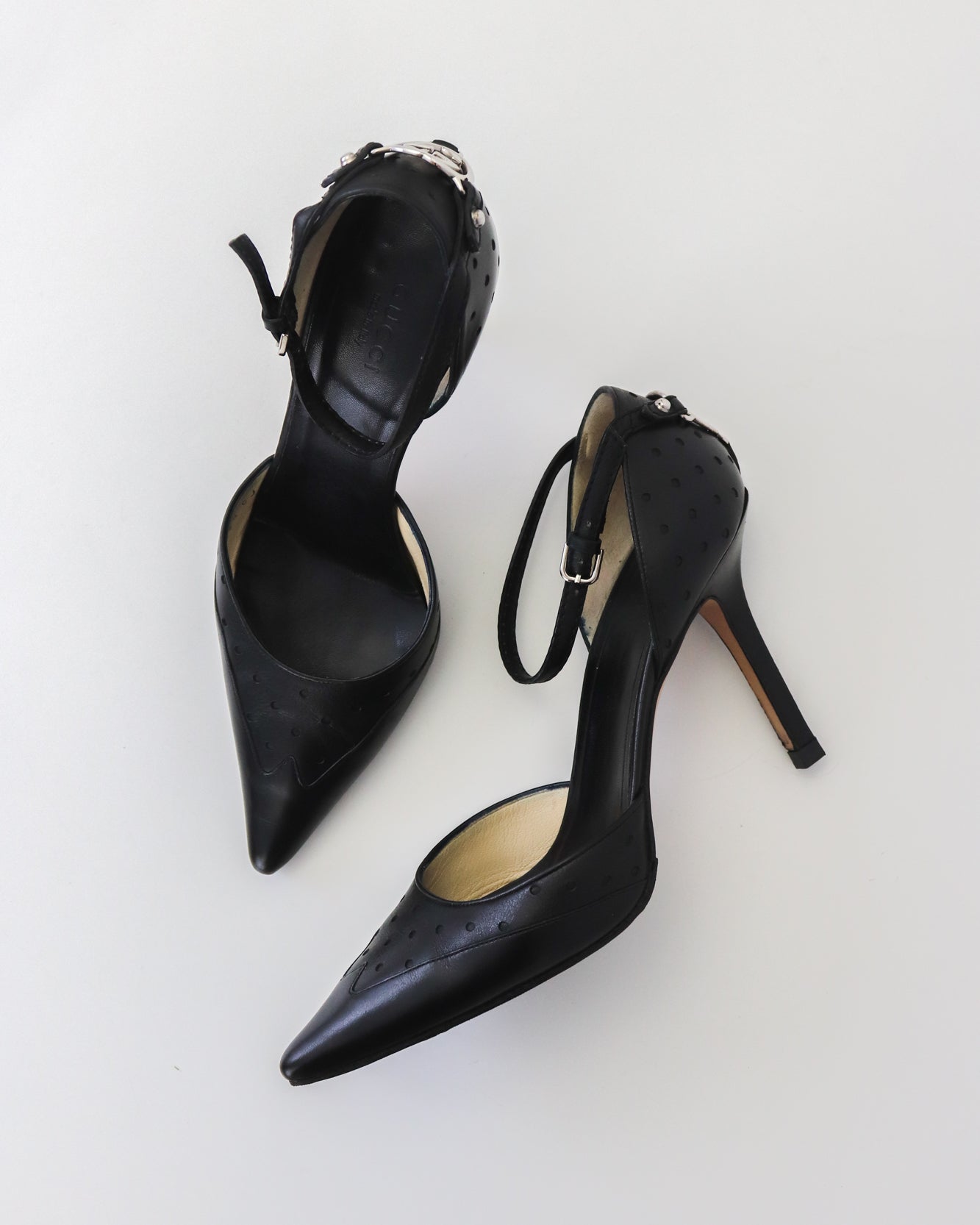 Vintage Gucci Black Leather GG Interlocking Logo Mary Jane Pumps / 36.5 (US 6.5)