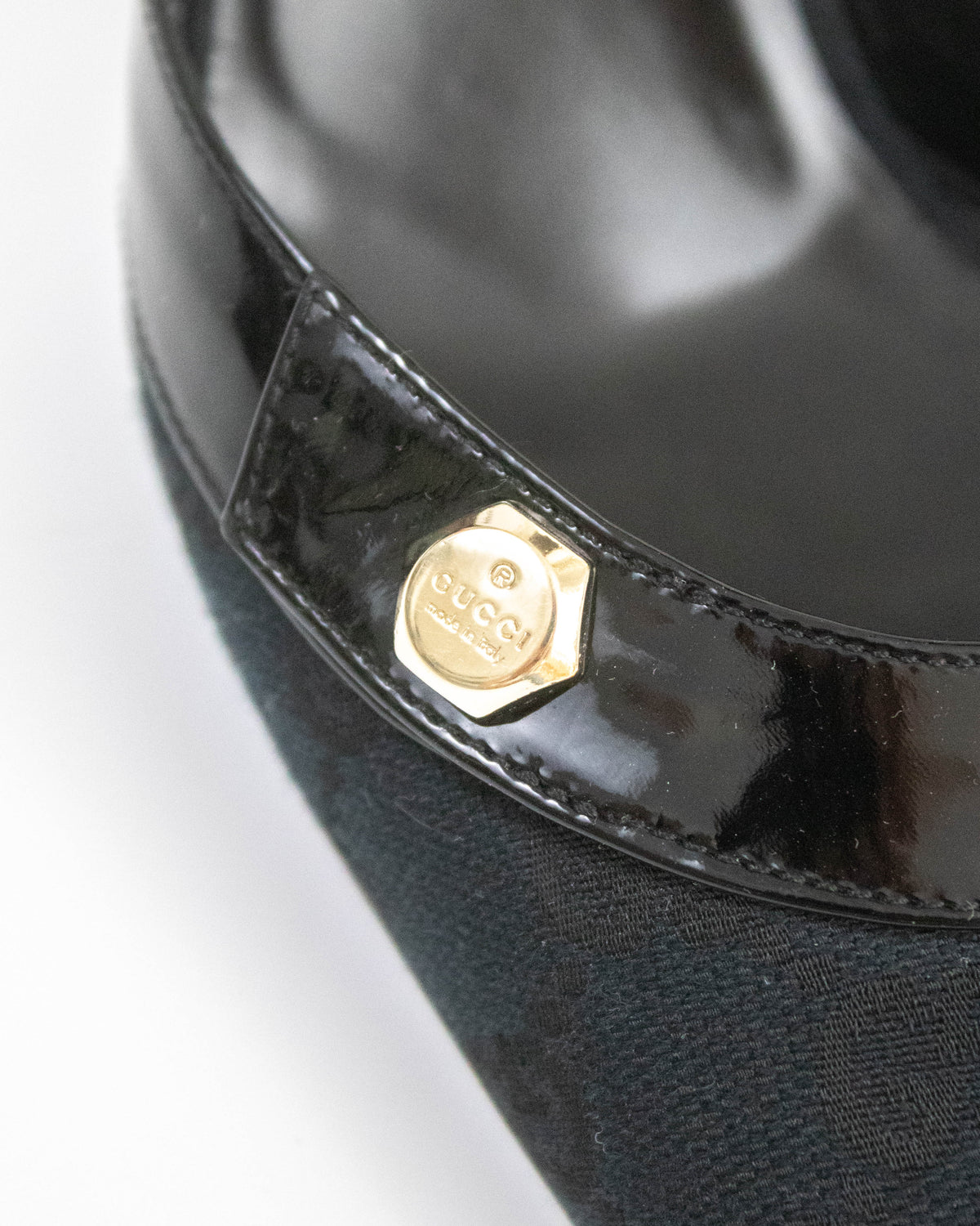 Vintage Gucci Black Monogram Canvas Mule Heels / 38.5 (US 8.5)