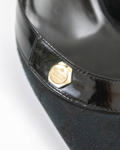 Vintage Gucci Black Monogram Canvas Mule Heels / 38.5 (US 8.5)