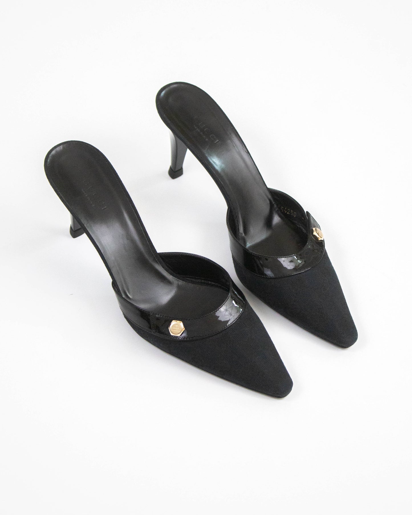 Vintage Gucci Black Monogram Canvas Mule Heels / 38.5 (US 8.5)