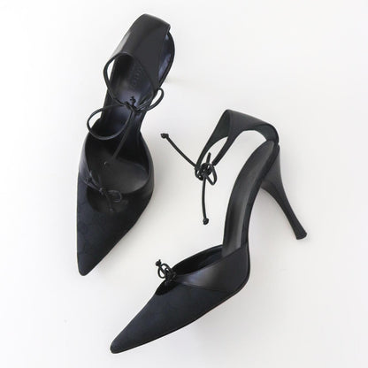 Vintage Gucci GG Logo Monogram Mules Pointed Toe Heels Strappy Pumps / 37.5 (US 7.5)