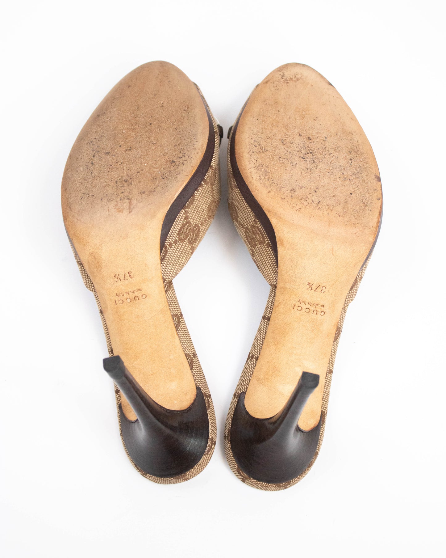 Vintage Gucci GG Monogram Canvas Mule Heels Horsebit Detail / 37.5 (US 7.5)