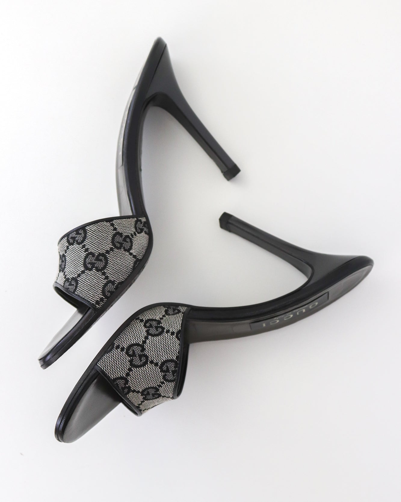 Vintage Gucci Gray GG Monogram Canvas Mule Heels / 37.5 (US 7.5)