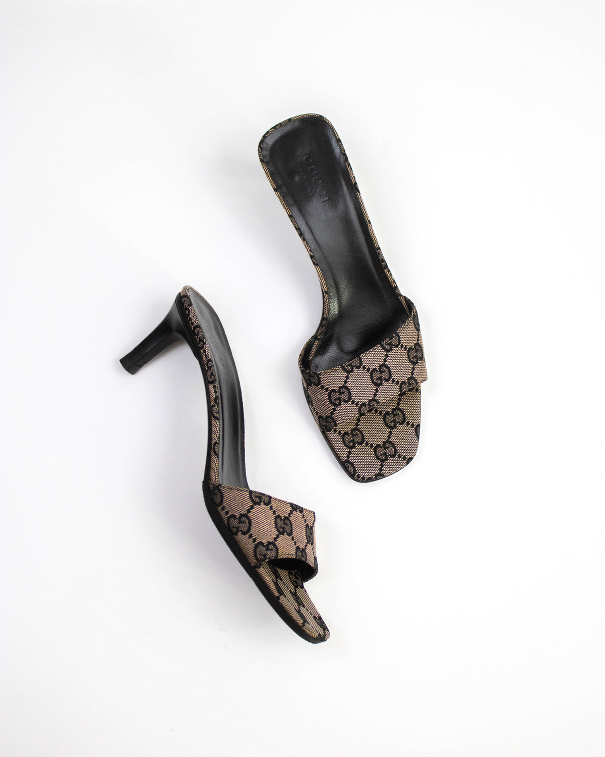 Vintage Gucci Monogram Canvas Square Toe Mule Heels / 36 (US 6)