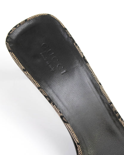 Vintage Gucci Monogram Canvas Square Toe Mule Heels / 36 (US 6)