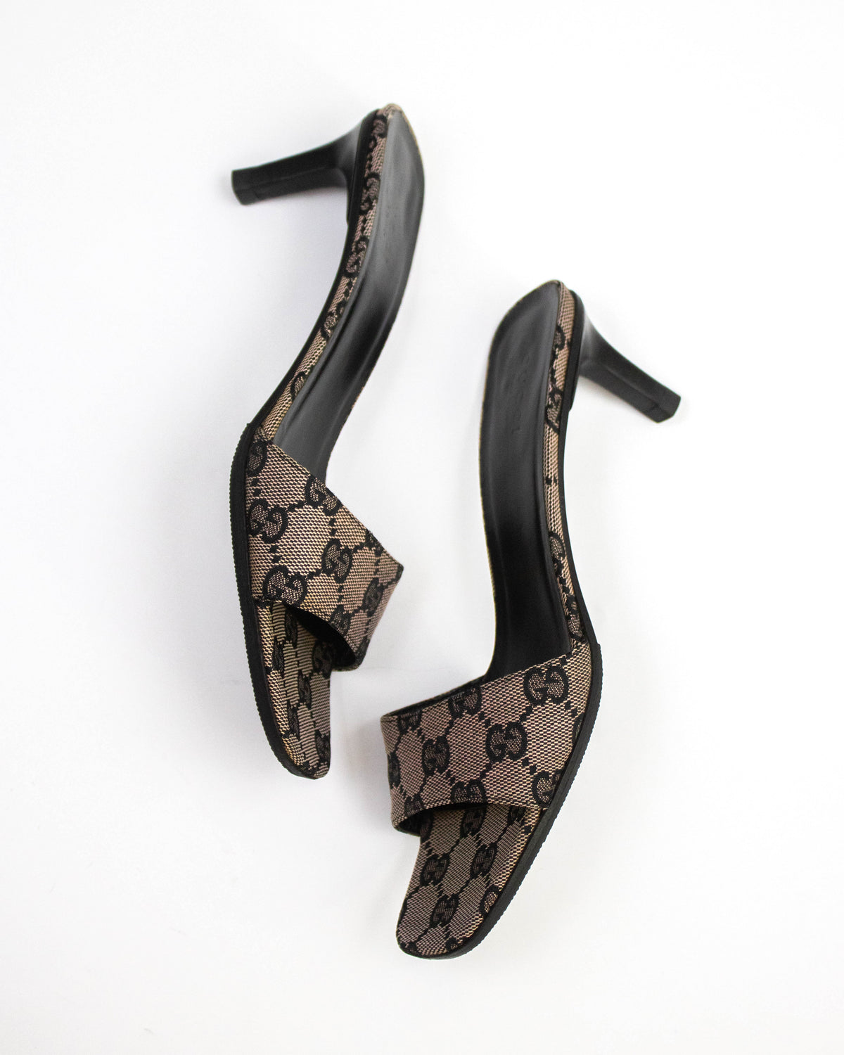Vintage Gucci Monogram Canvas Square Toe Mule Heels / 36 (US 6)