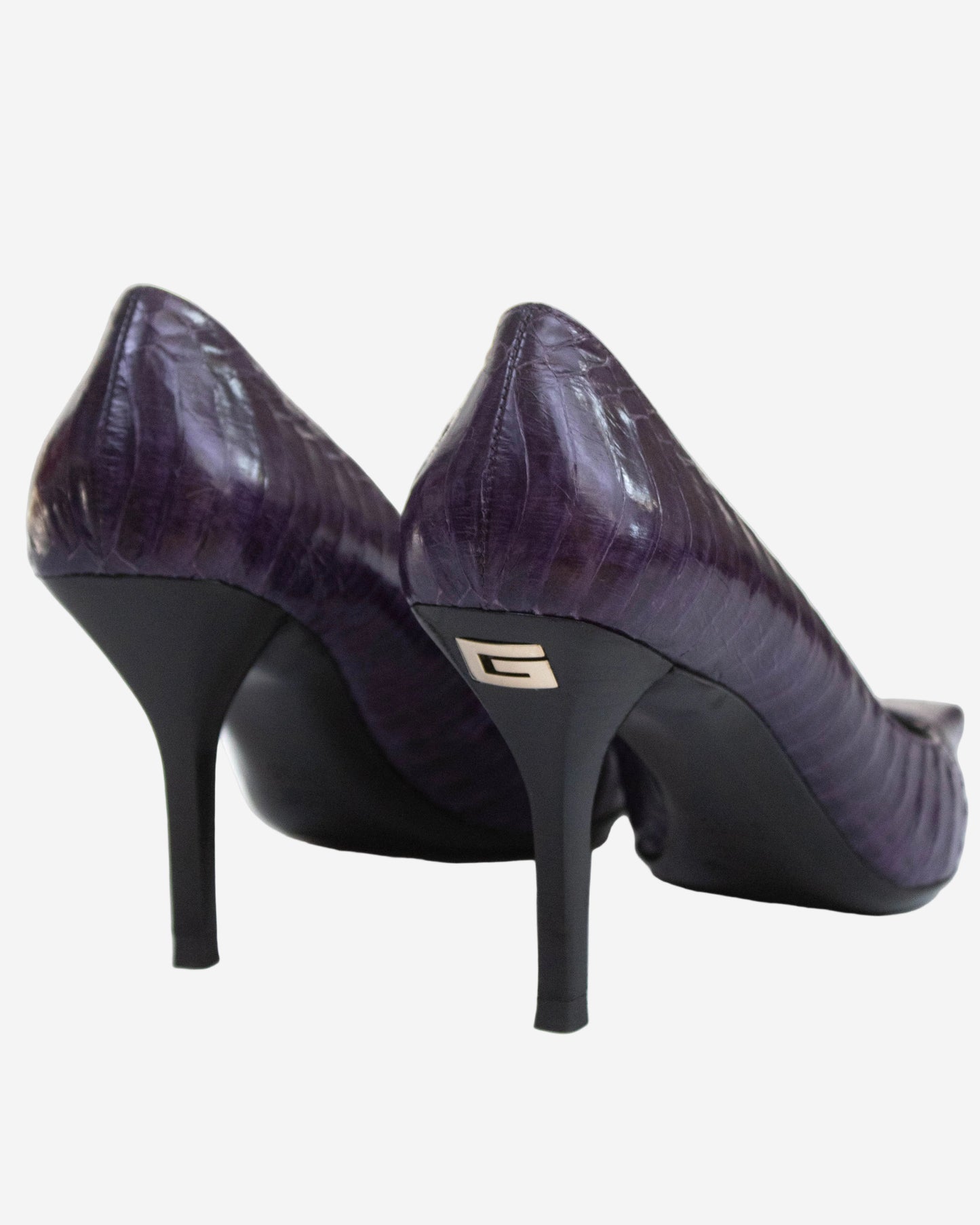 Vintage Gucci Purple Snakeskin Pattern Pumps G Letter Detail / 39.5 (US 9.5)