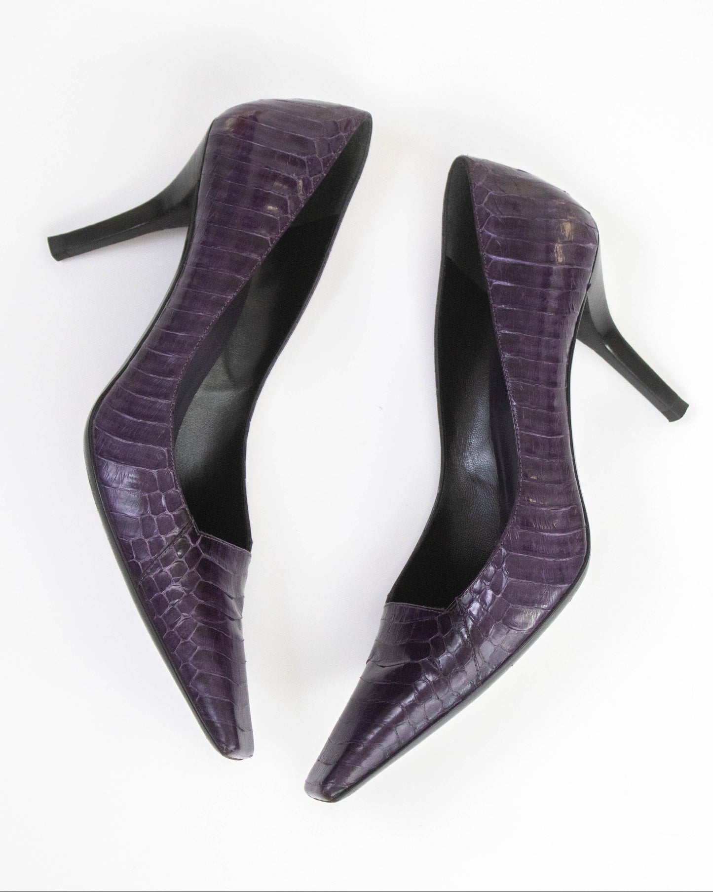 Vintage Gucci Purple Snakeskin Pattern Pumps G Letter Detail / 39.5 (US 9.5)