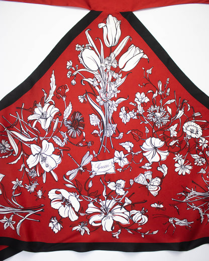 Vintage Gucci Red Silk Halterneck Scarf Tie Top
