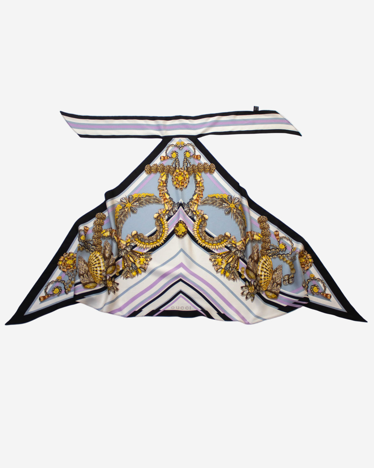 Vintage Gucci Resort 2009 Silk Seashell Print Scarf Tie Top